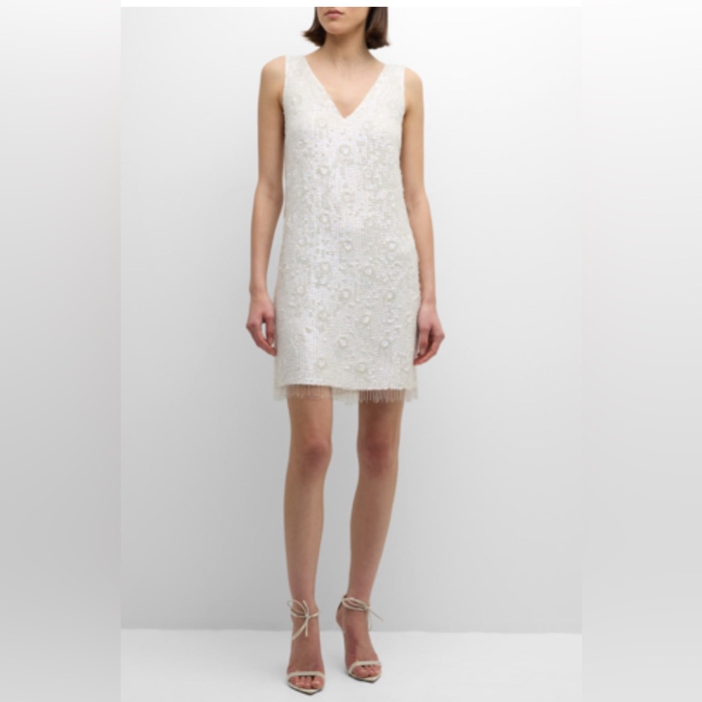 Kobi Halperin Flo Jab White sequence and beads Mini Dress